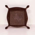 Texas Leather Embossed Valet Tray   Dark Brown   8x8
