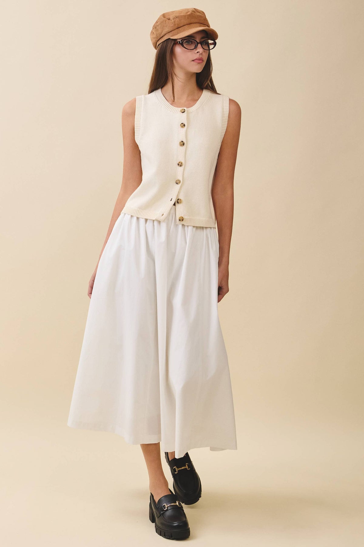 Button Front Knit Vest Top