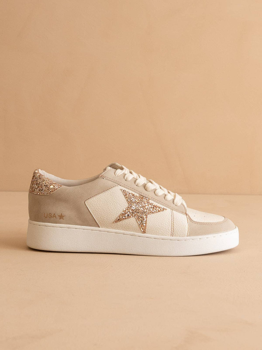 OASIS SOCIETY The Liberty Beige | Glitter Star Sneaker
