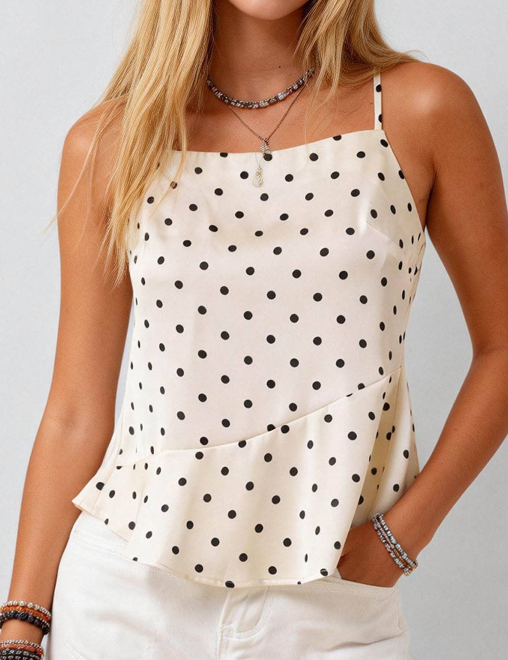 Polk Dot Back Tie Cami