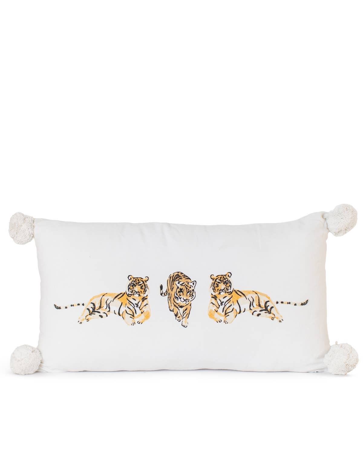 Regal Tiger Lumbar Pillow   Soft White/Multi   12.5x22..5