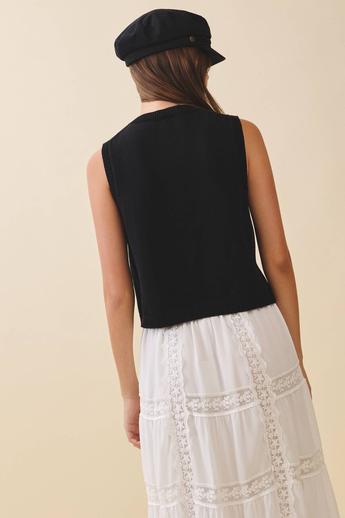 Button Front Knit Vest Top