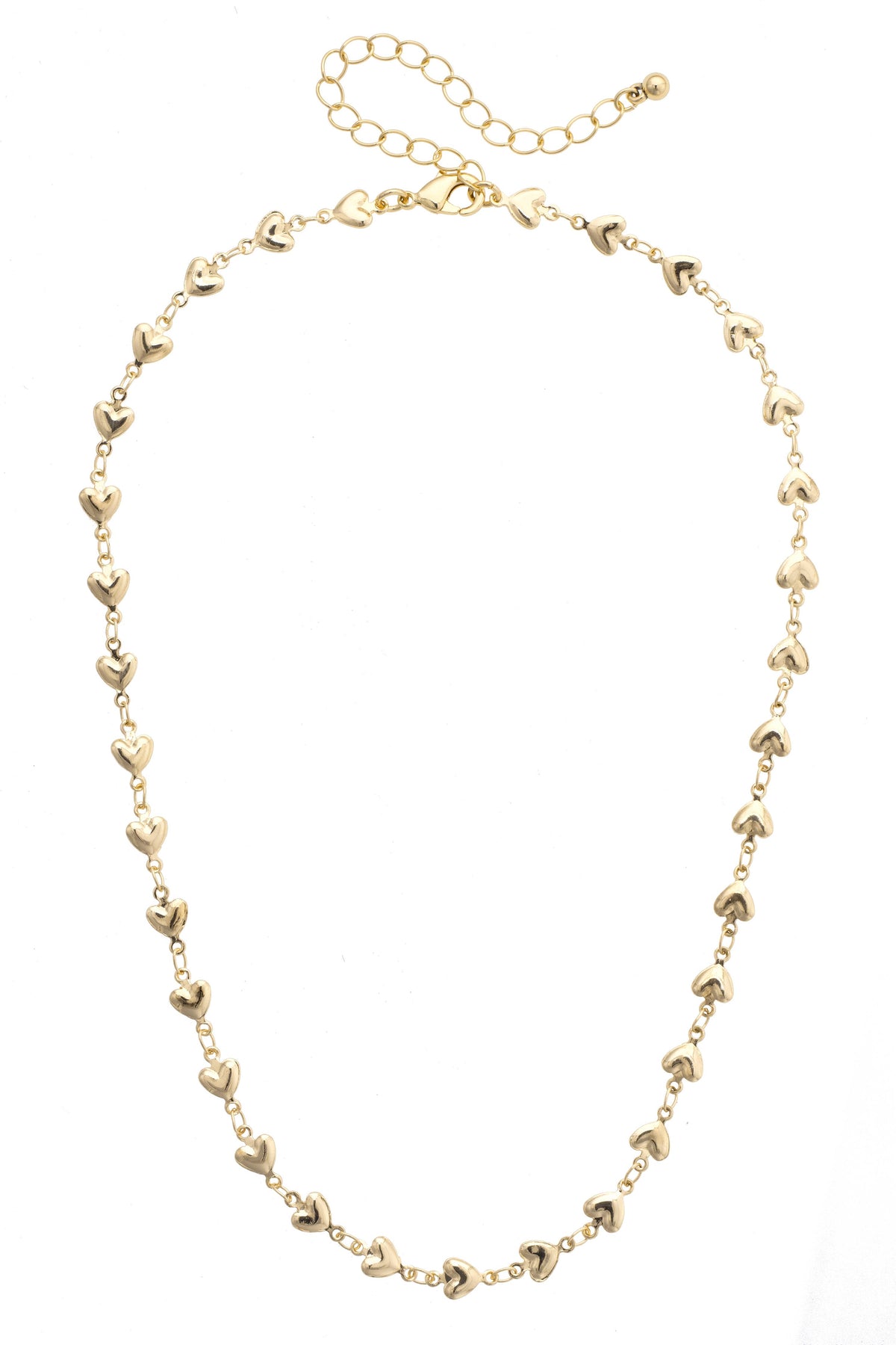 Olivia Heart Linked Necklace in Shiny Gold
