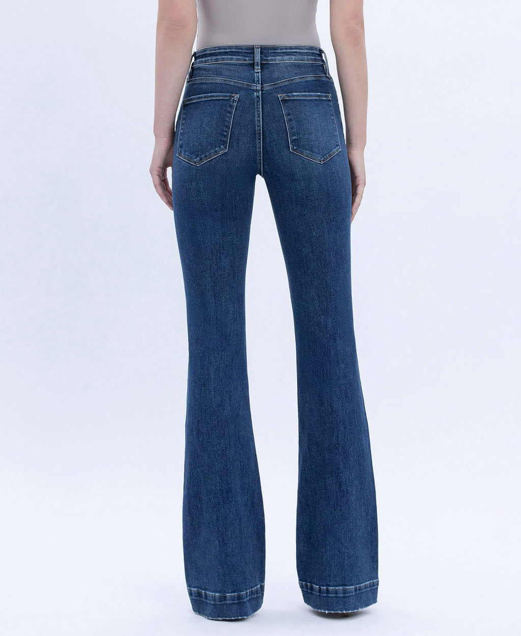 Vervet HIGH RISE DARK WASH TROUSER HEM BOOTCUT
