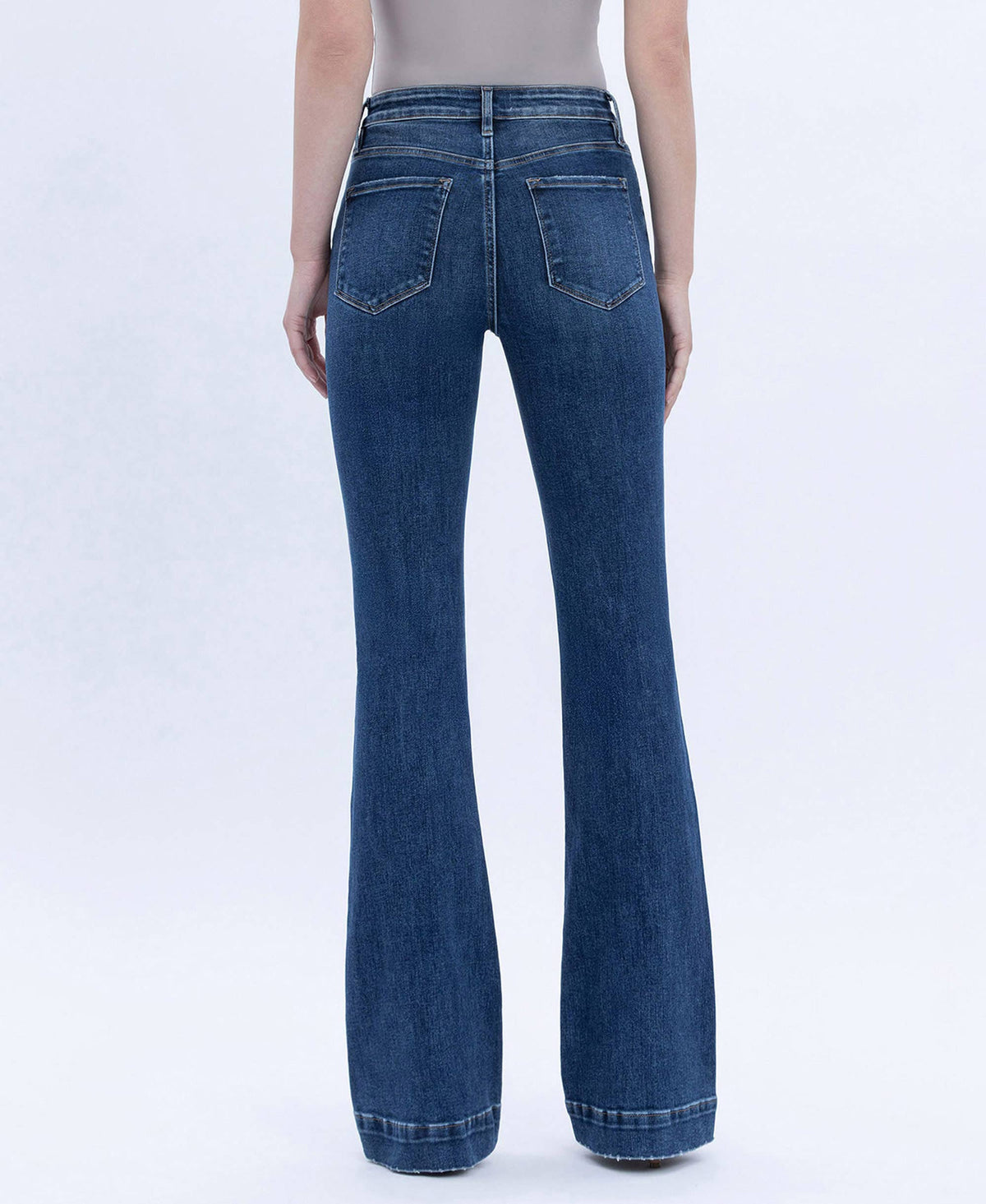 Vervet HIGH RISE DARK WASH TROUSER HEM BOOTCUT