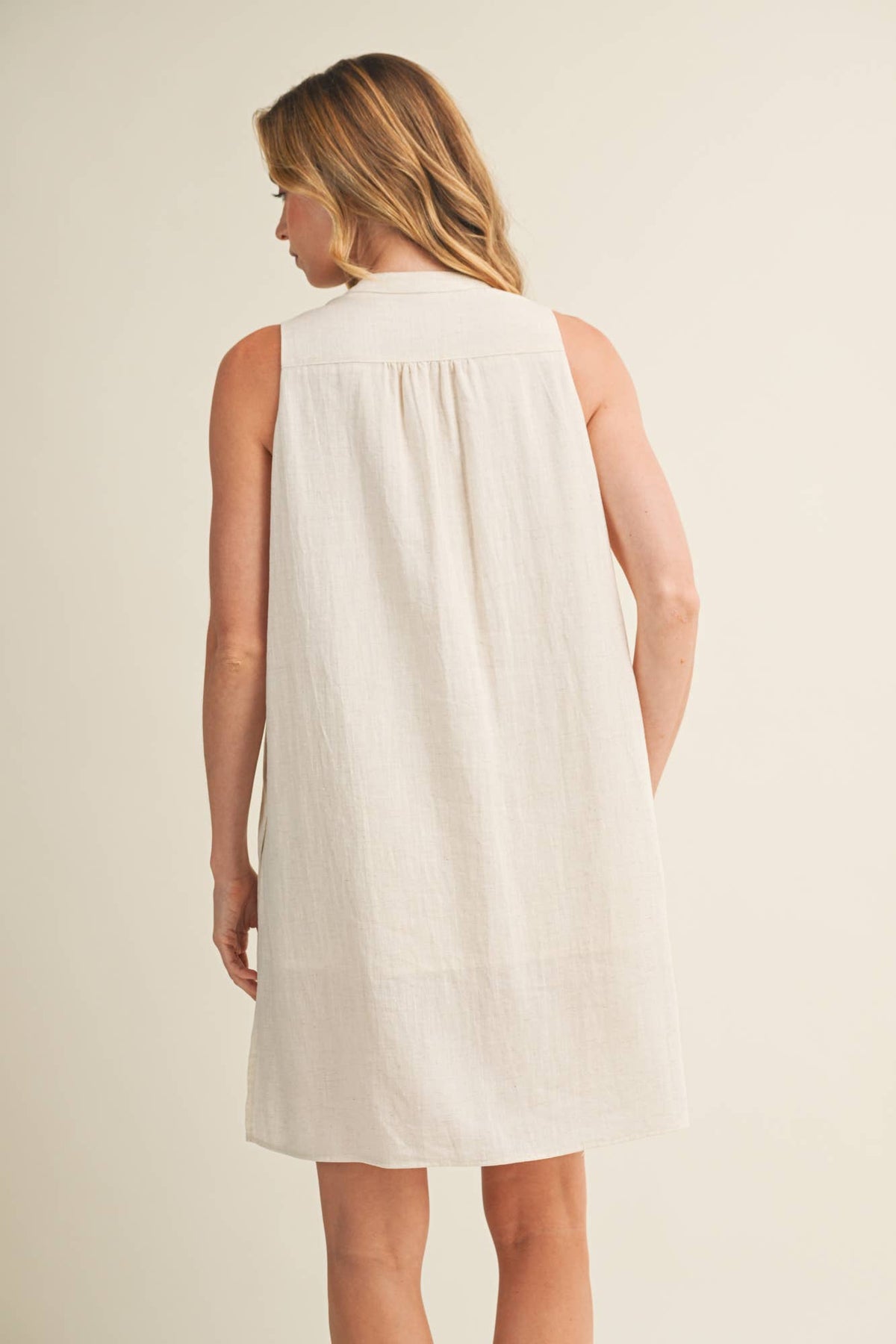 Sleeveless Stand Collar Shift Dress