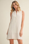 Sleeveless Stand Collar Shift Dress
