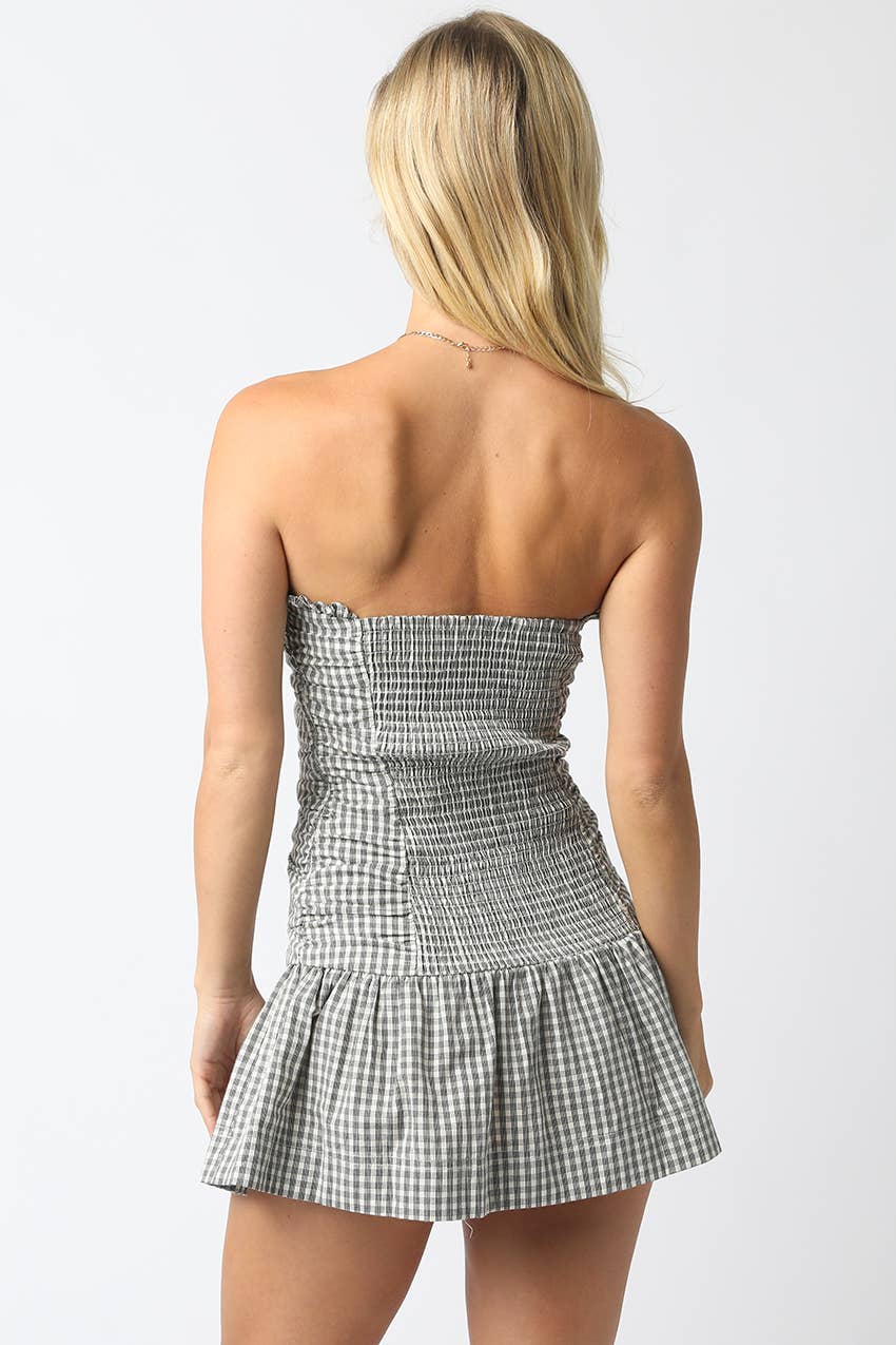 Kenzie Gingham Strapless Mini Dress