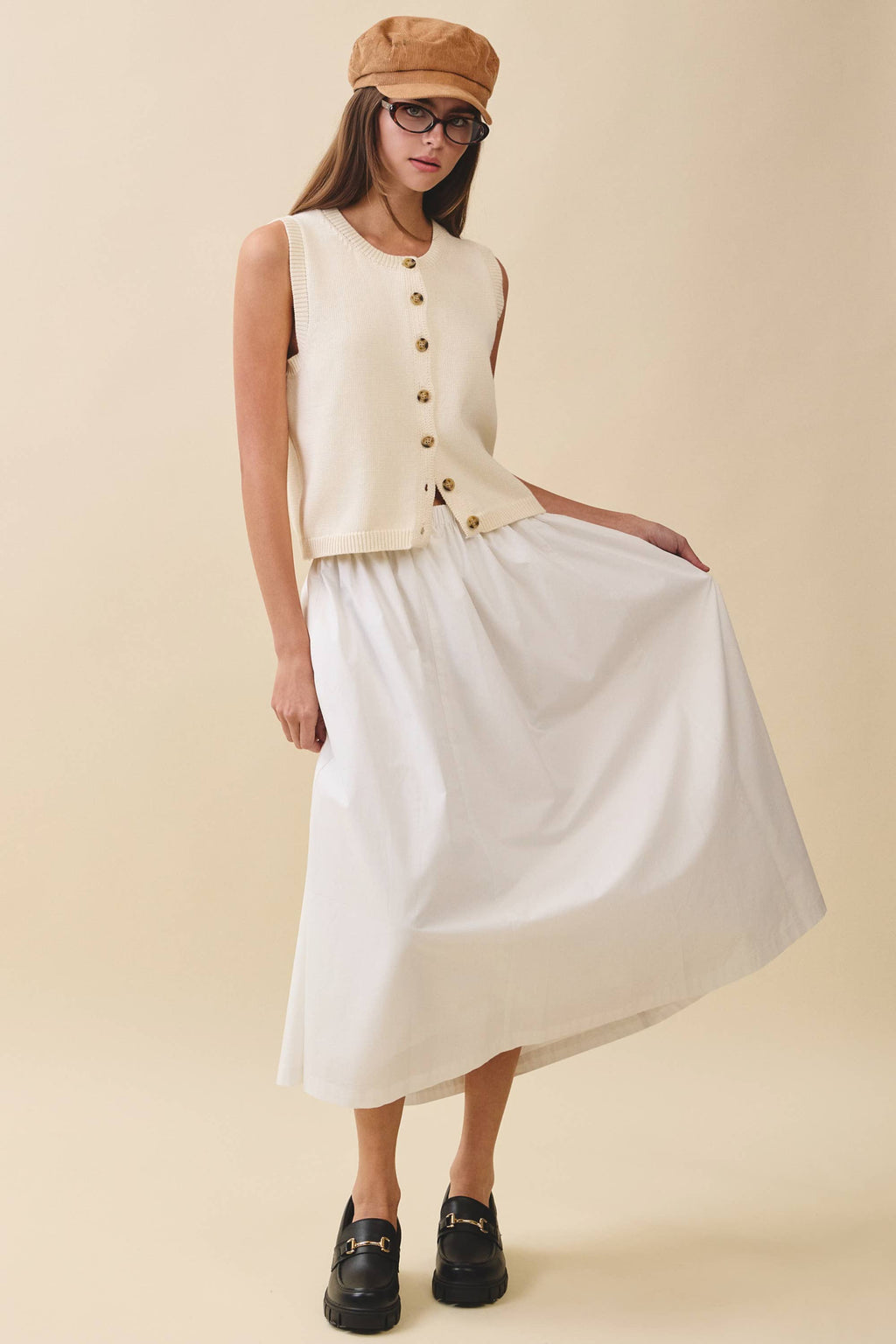 Button Front Knit Vest Top