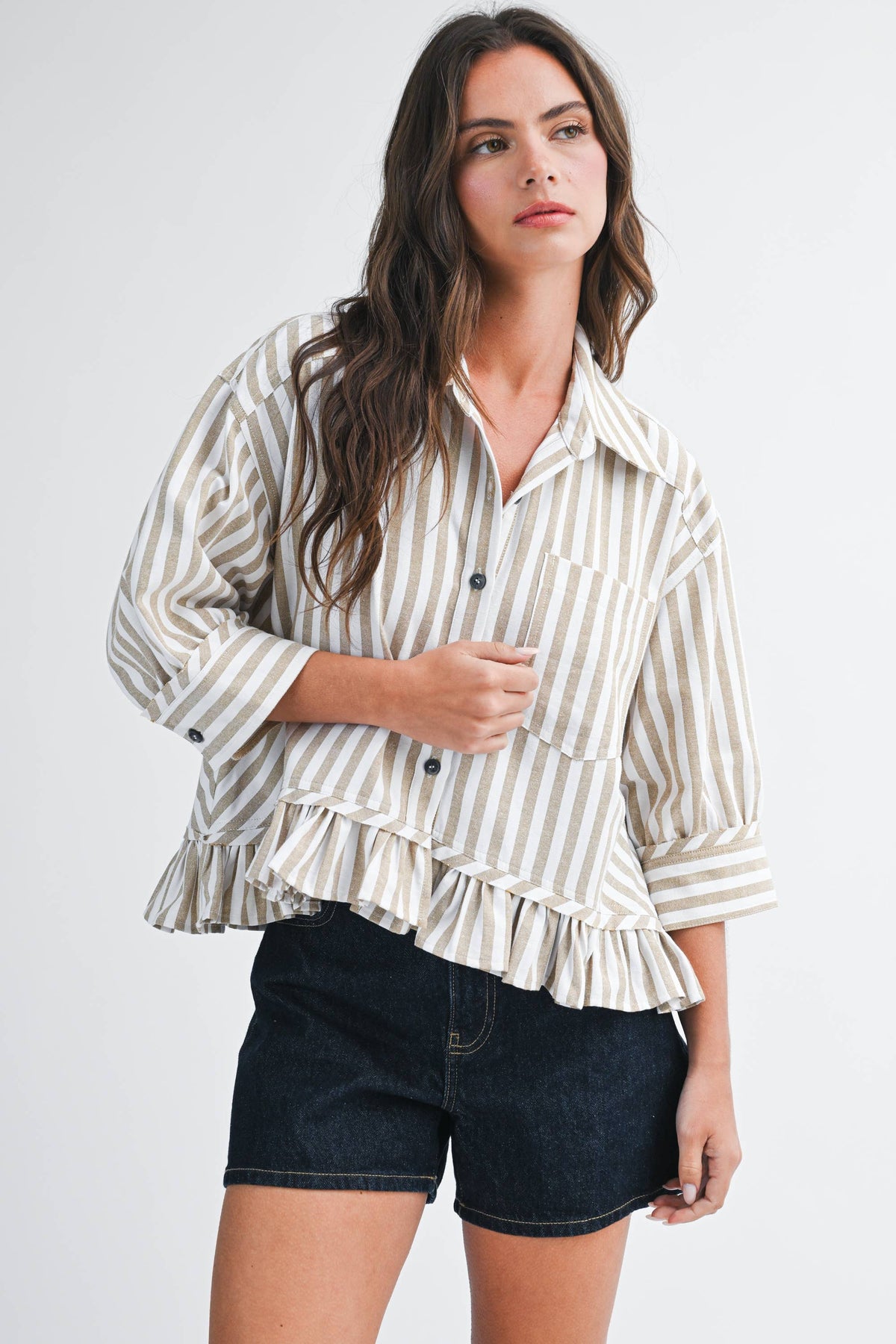Ruffle Button Down Top