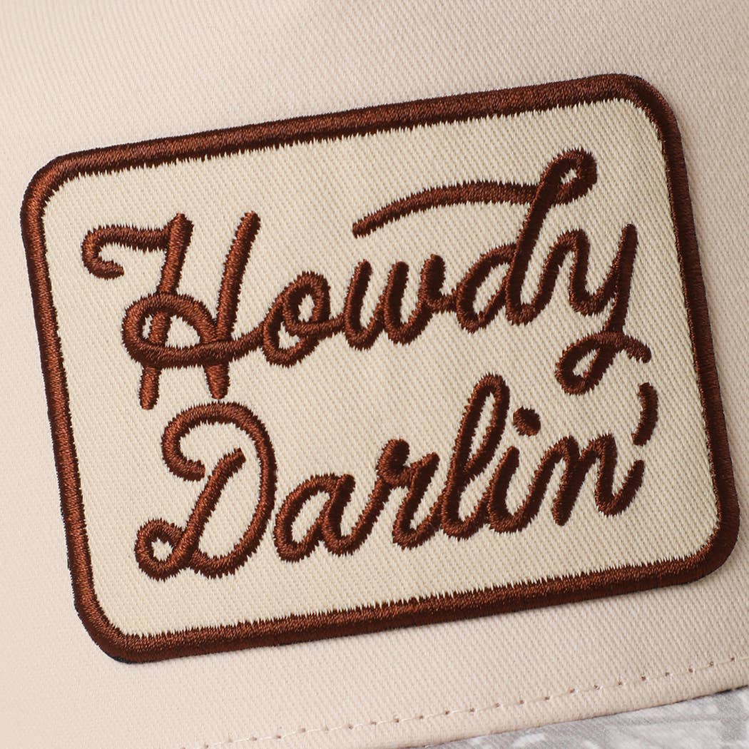 Howdy Darlin' Embroidered Patch Camo Brim Trucker Hat