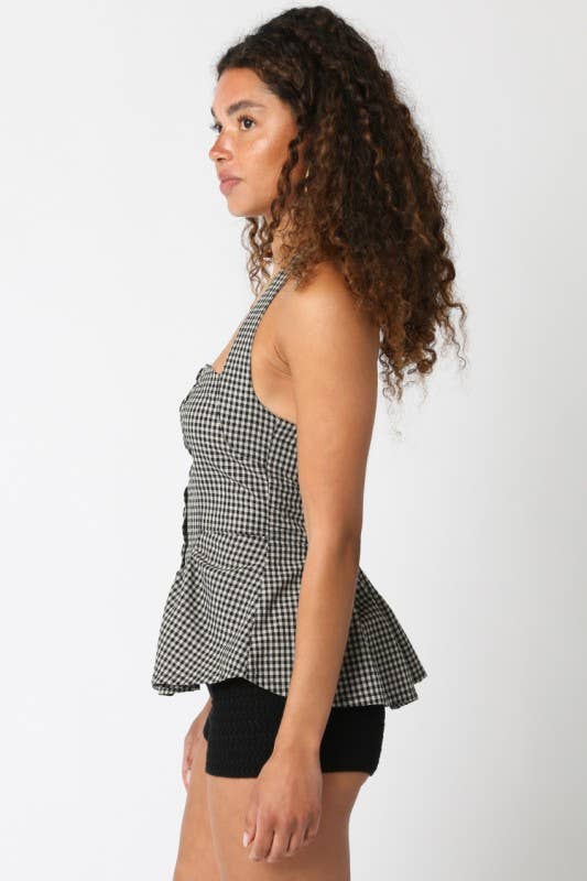 Briana Checkered Halter Top