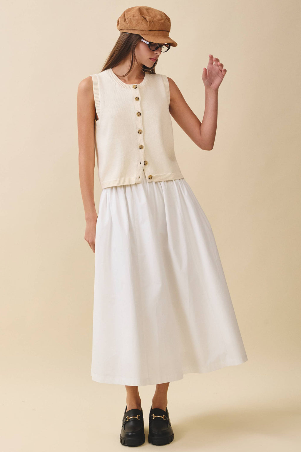 Button Front Knit Vest Top