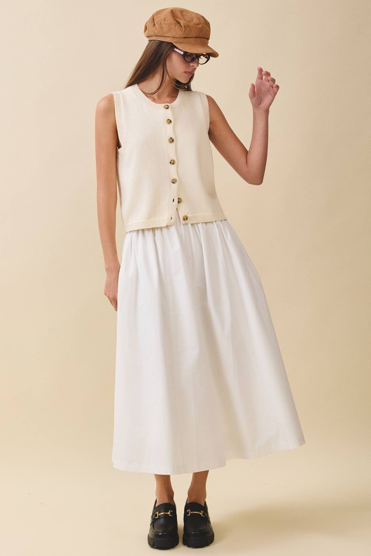 Button Front Knit Vest Top