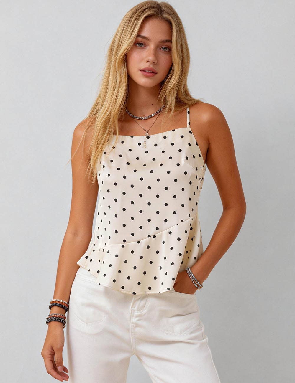 Polk Dot Back Tie Cami